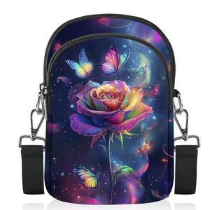 Rose Crossbody Purse Cell Phone Bag Casual Shoulder Bags Wallet -_-
